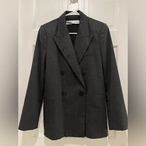 Zara double breasted dark gray blazer S